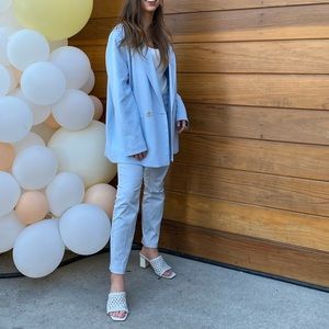 Sky Blue Grey Tapered business pants - spring